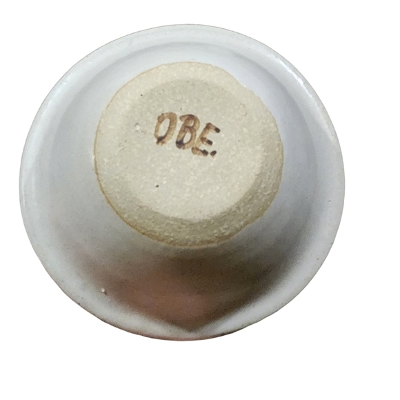 Vtg OBE signed studio pottery finger bowl blue floral - Picture 10 of 11